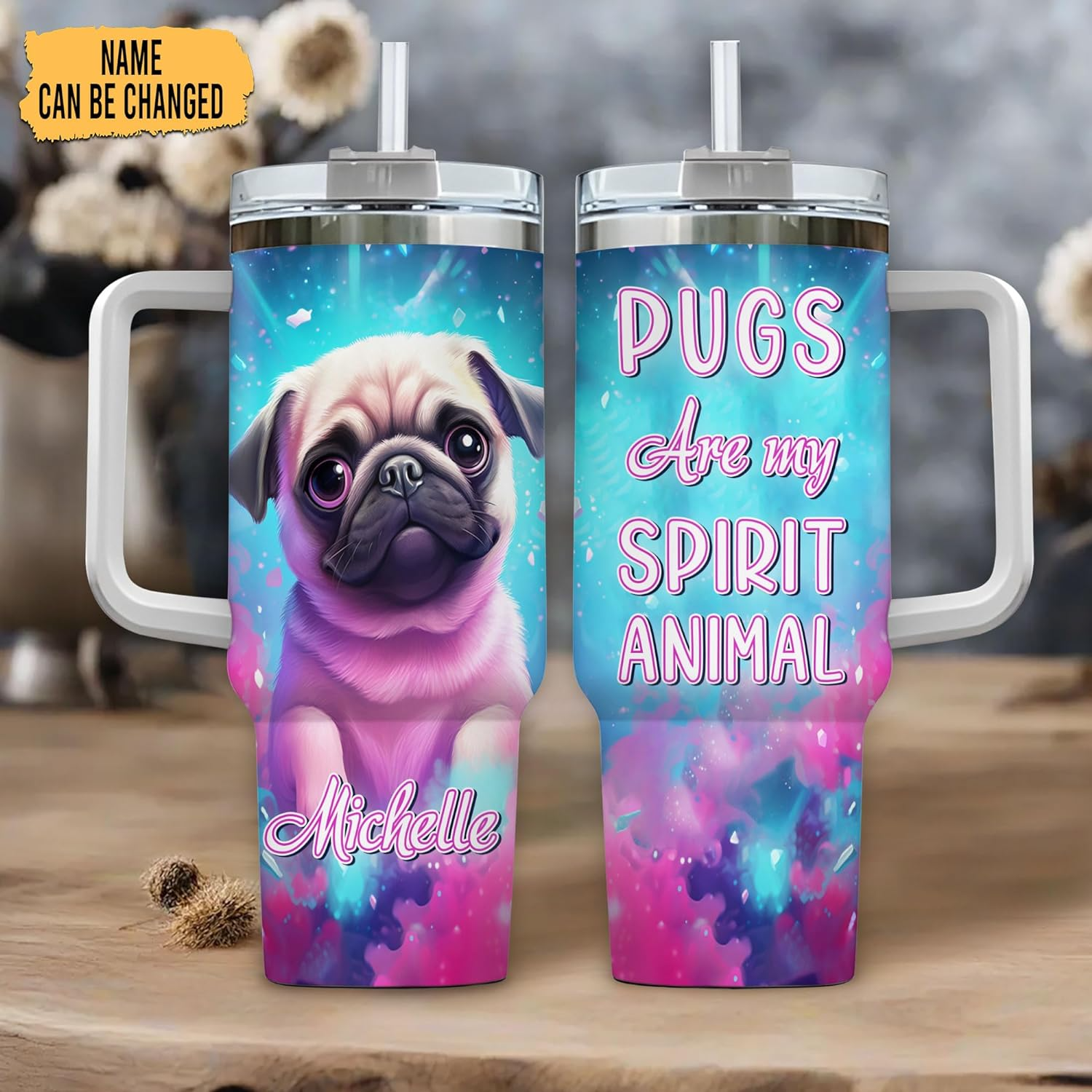 Pug Are My Spirit Animal - Personalized Tumbler 40oz with Straw