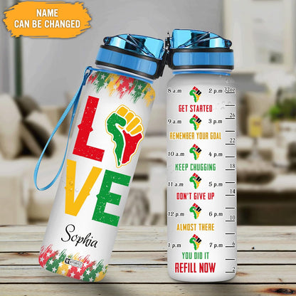 Juneteenth Love Pride History - Personalized Water Tracker Bottle 32oz