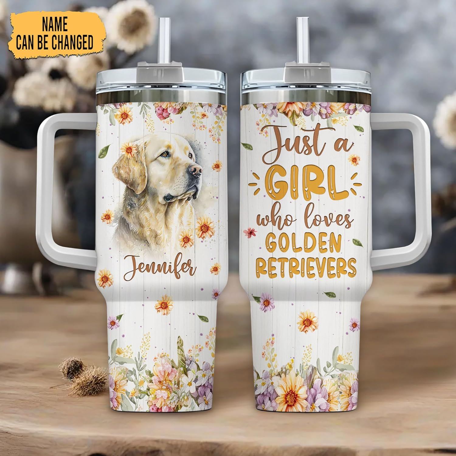 Just a Girl Who Loves Golden Retriever - Personalized Tumbler 40oz with Straw