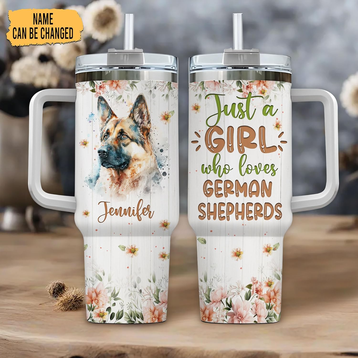 Just a Girl Who Loves German Shepherd  - Personalized Tumbler 40oz with Straw