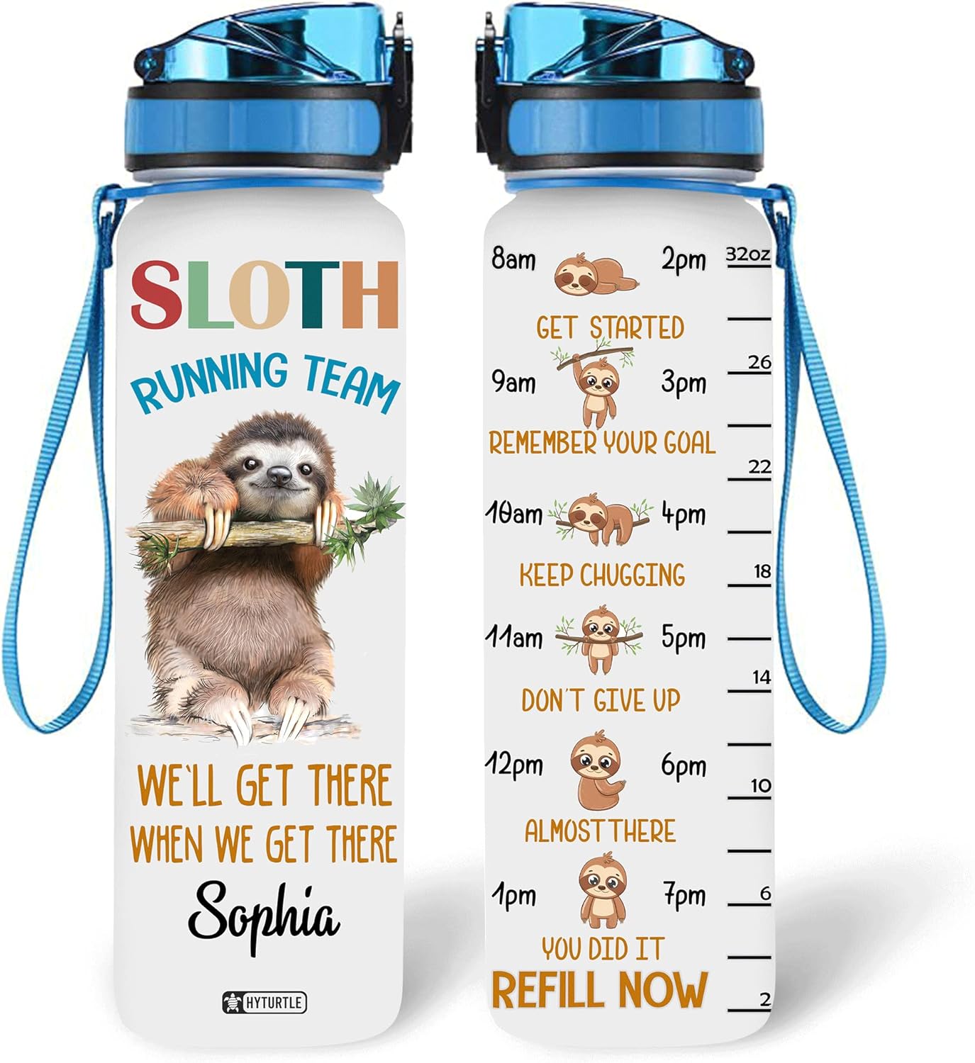 Sloth Running Team - Personalized Water Tracker Bottle 32oz