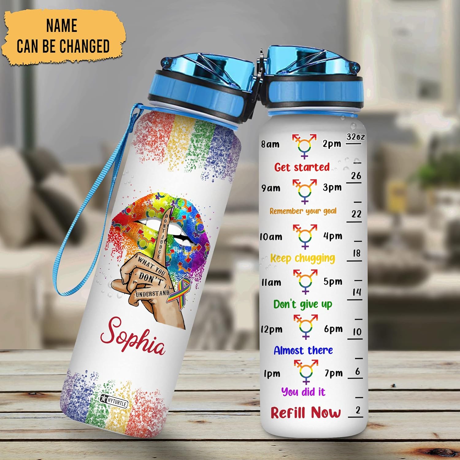 Don't Judge What you Don't Understand - Personalized Water Tracker Bottle 32oz