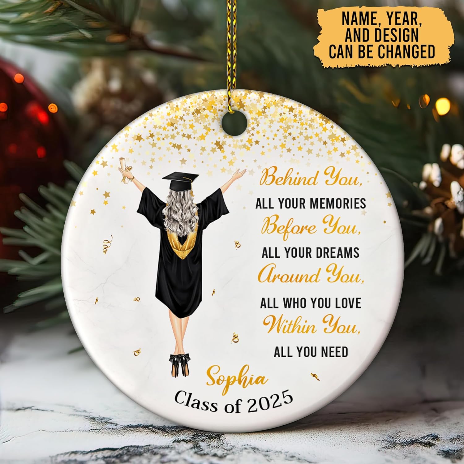 Graduation Ceramic Ornament  Personalized Class of 2024 Keepsake  Holiday Decoration & Graduation Gift for Students