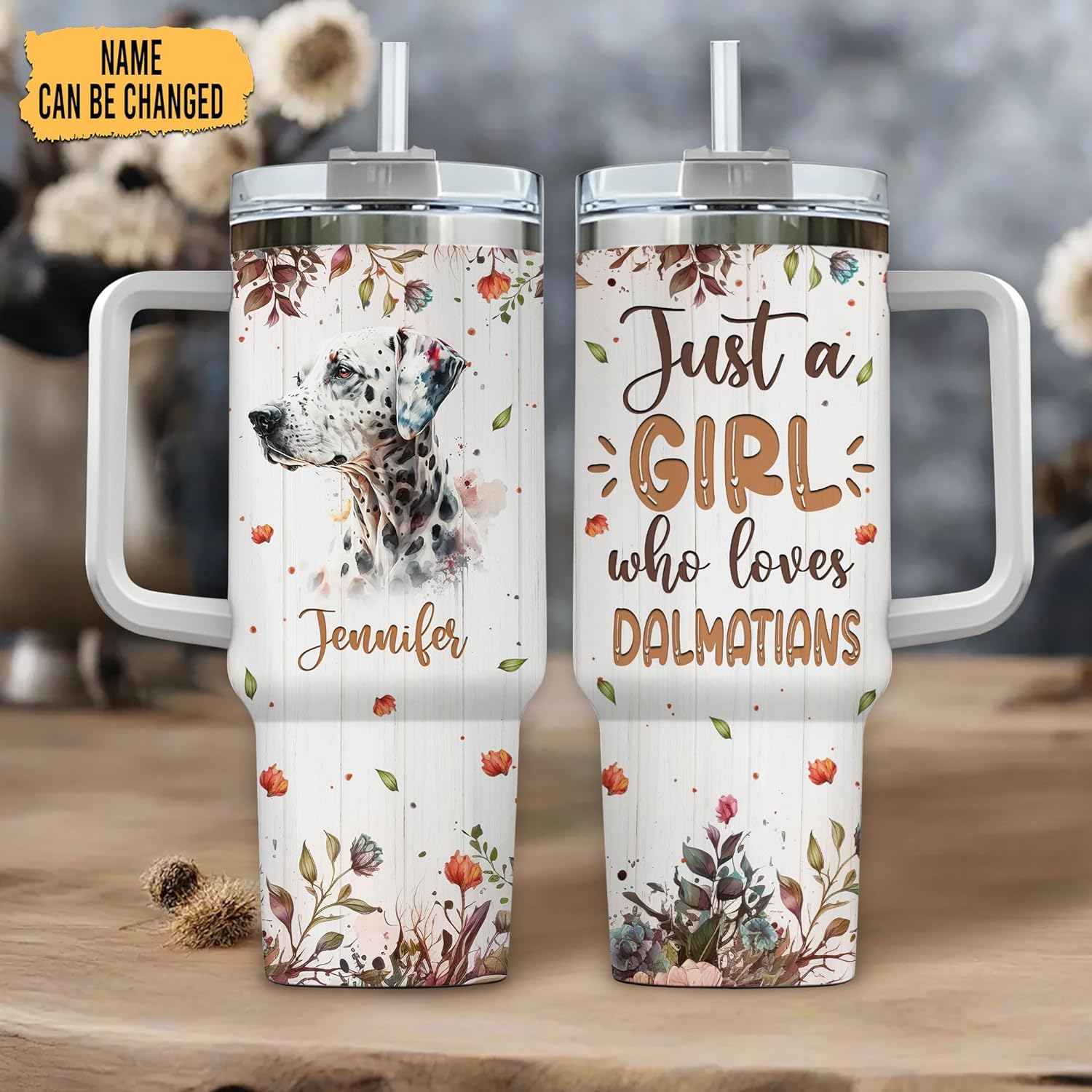 Just a Girl Who Loves Dalmatian - Personalized Tumbler 40oz with Straw