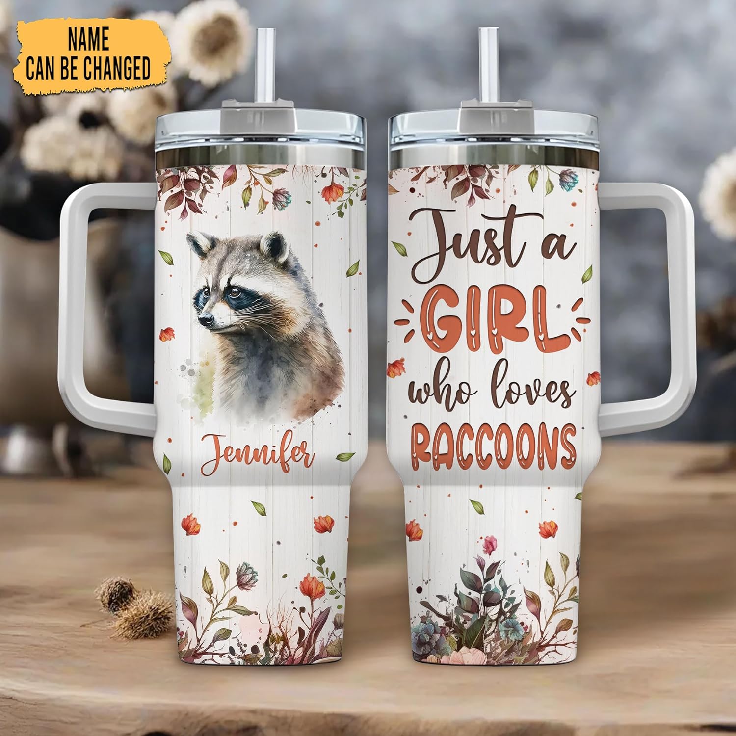 Just a Girl Who Loves Raccoon - Personalized Tumbler 40oz with Straw