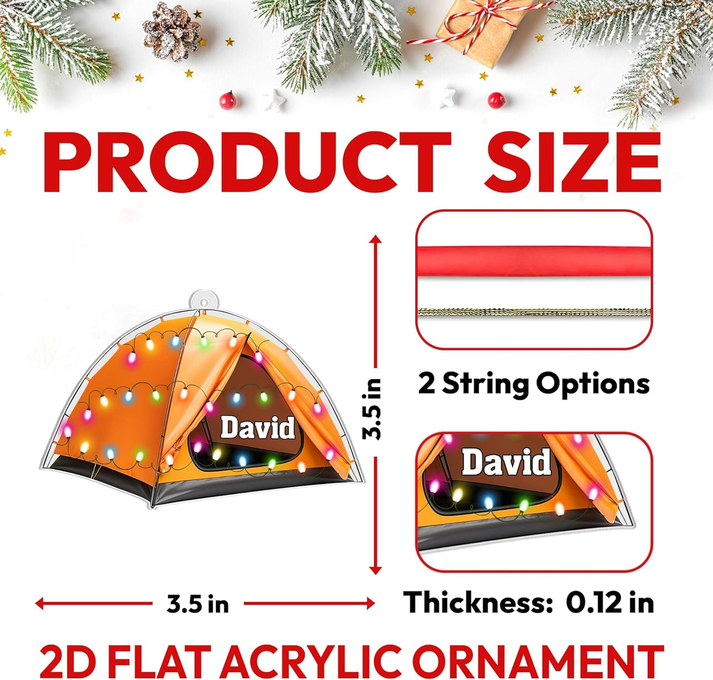 Camping Tent Personalized Acrylic Ornament – Custom Outdoor Keepsake – Unique Christmas Gift for Campers, Travelers, and Adventure Lovers