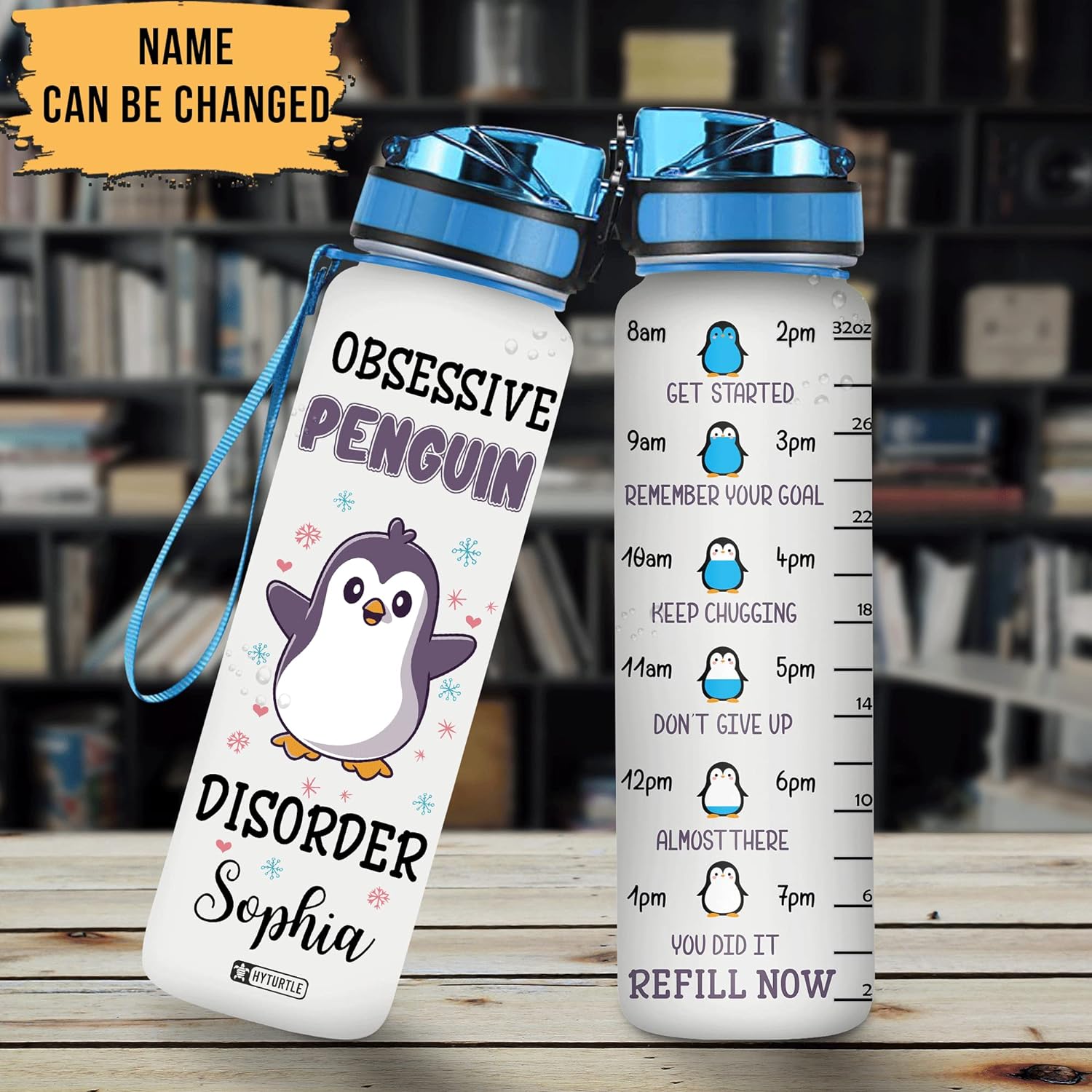 Obsessive Penguin Disorder - Personalized Water Tracker Bottle 32oz