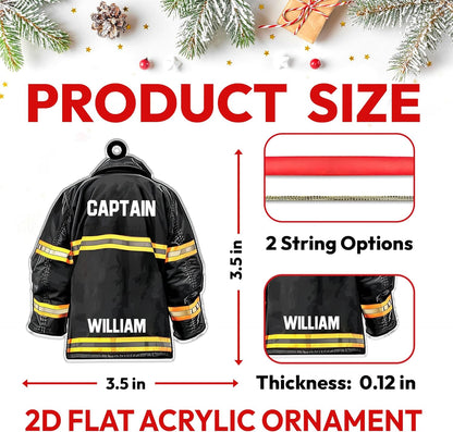 Firefighter Jacket Cut Acrylic Ornament – Personalized Christmas Gift for Fireman, EMT, or Fire Department Hero