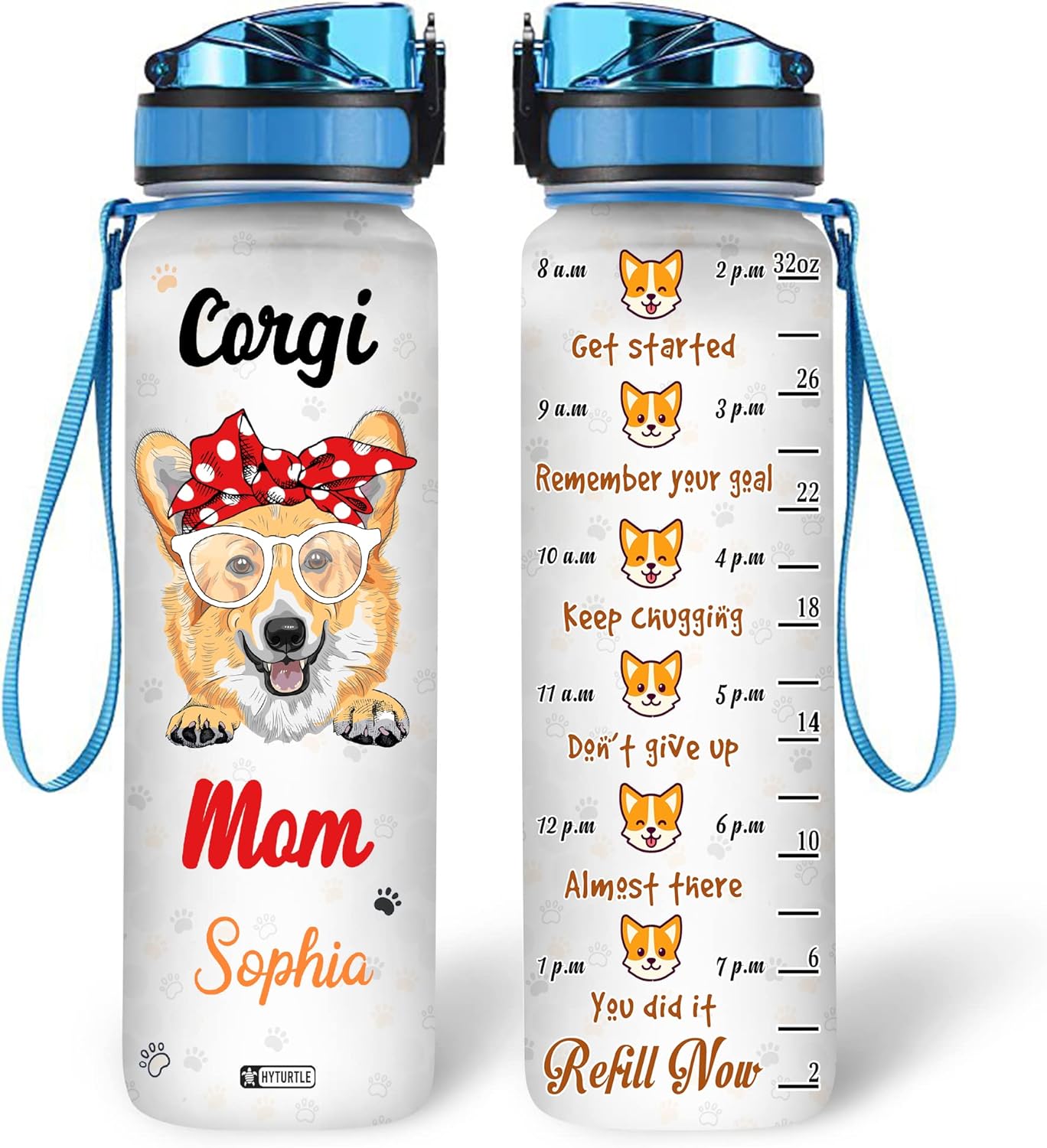 Corgi Mom - Personalized Water Tracker Bottle 32oz