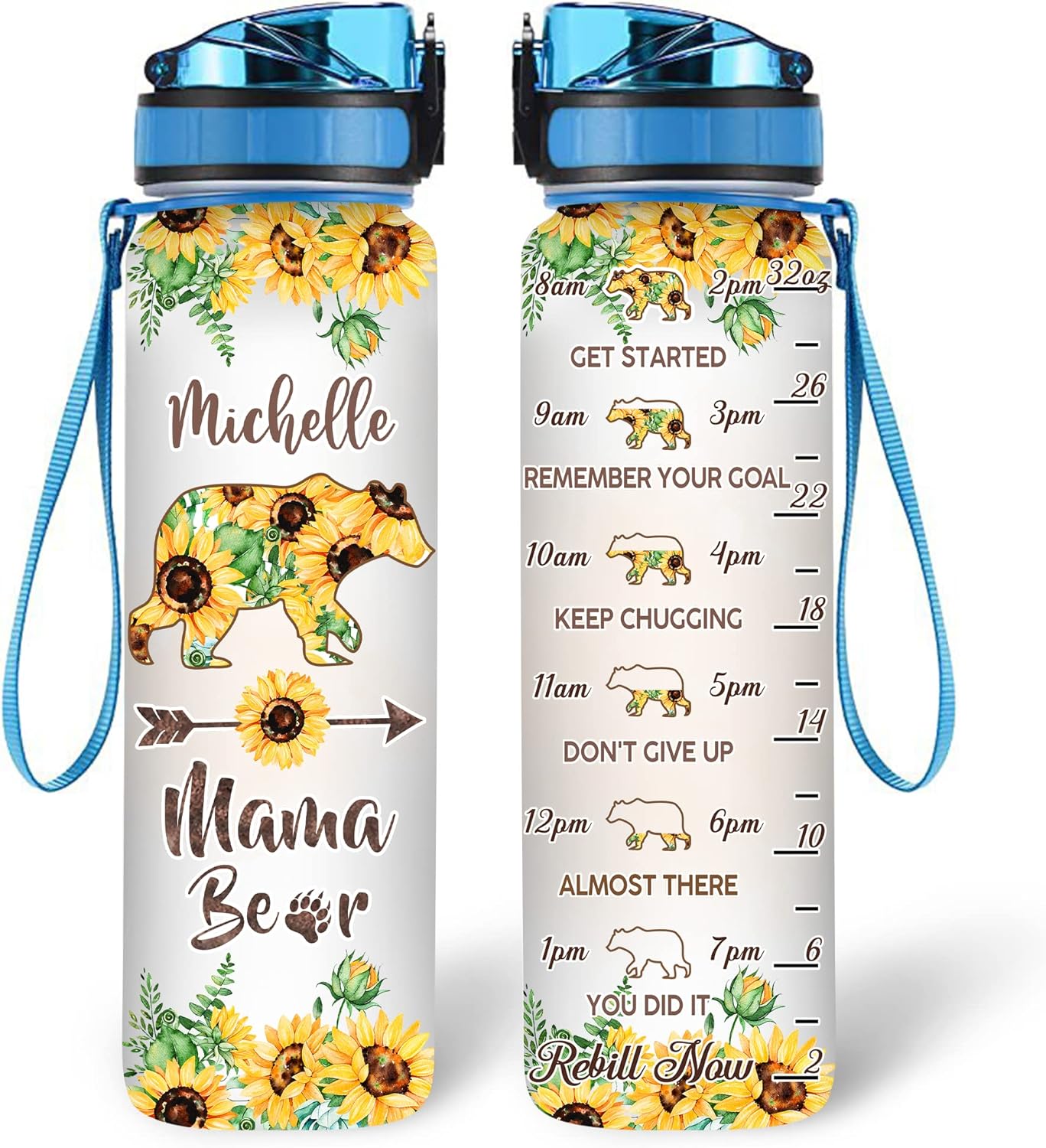 Mama Bear - Personalized Water Tracker Bottle 32oz