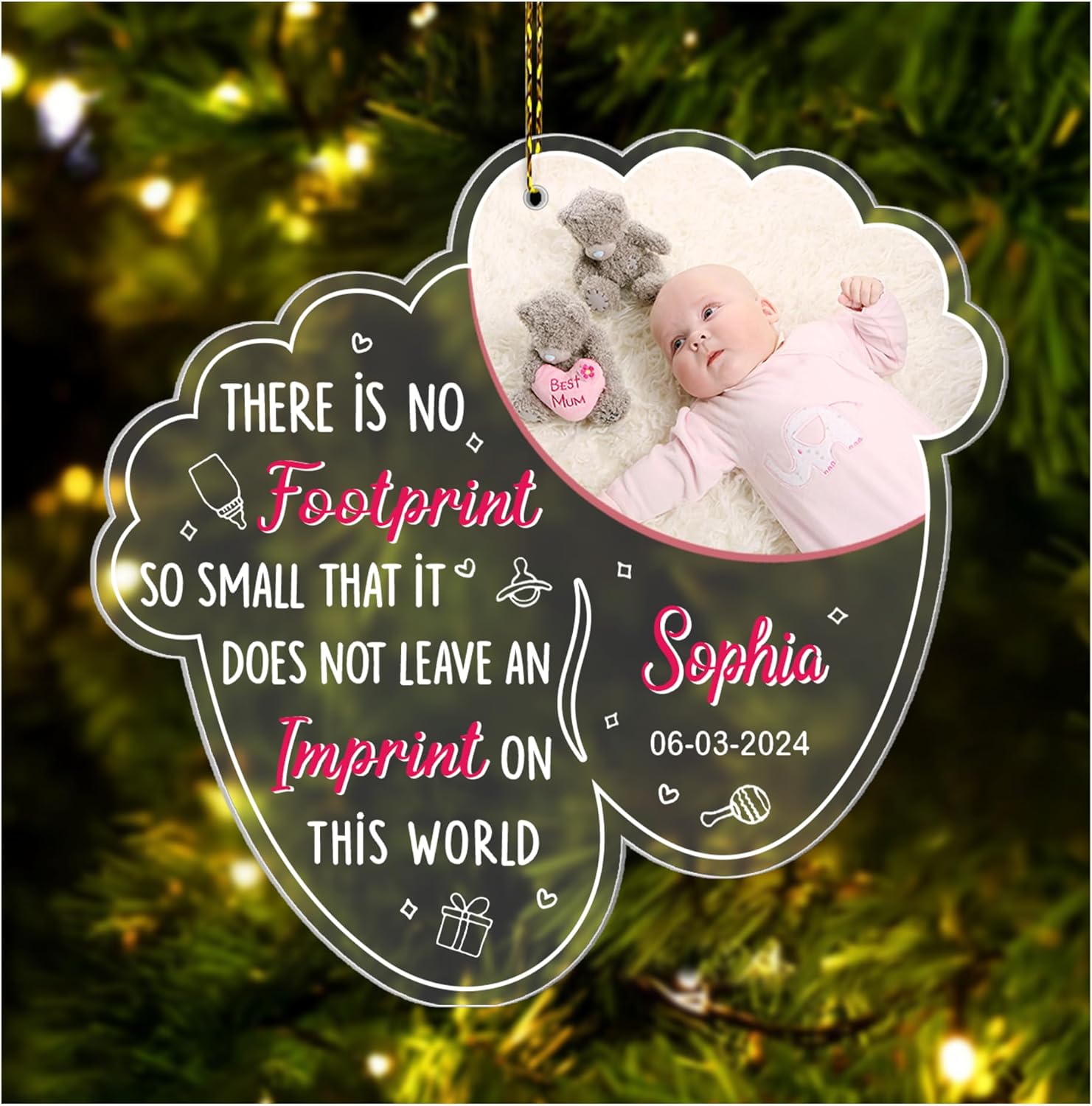 Angel Baby Memorial Cut Acrylic Ornament – Personalized Sympathy Gift for Infant Loss or Grieving Parents – Remembrance Tree Keepsake