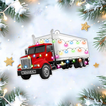 Truck Cut Acrylic Ornament – Personalized Christmas Gift for Driver, Trucker, or Dad