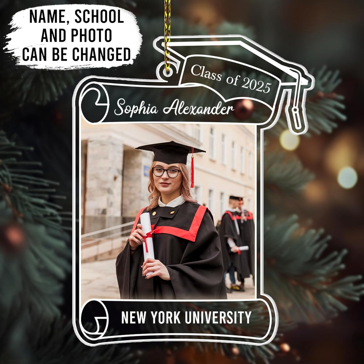 Graduation Frame Cut Acrylic Ornament – Personalized Class of 2025 Gift for Graduate, Student, or Teacher