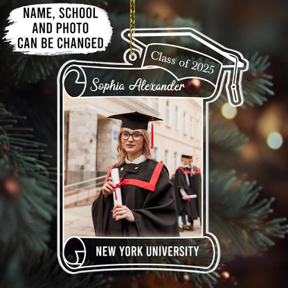 Graduation Frame Cut Acrylic Ornament – Personalized Class of 2025 Gift for Graduate, Student, or Teacher