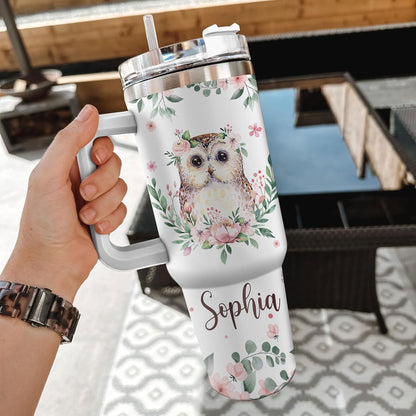 Just A Girl Who Loves Owl - Personalized Tumbler 40oz with Straw