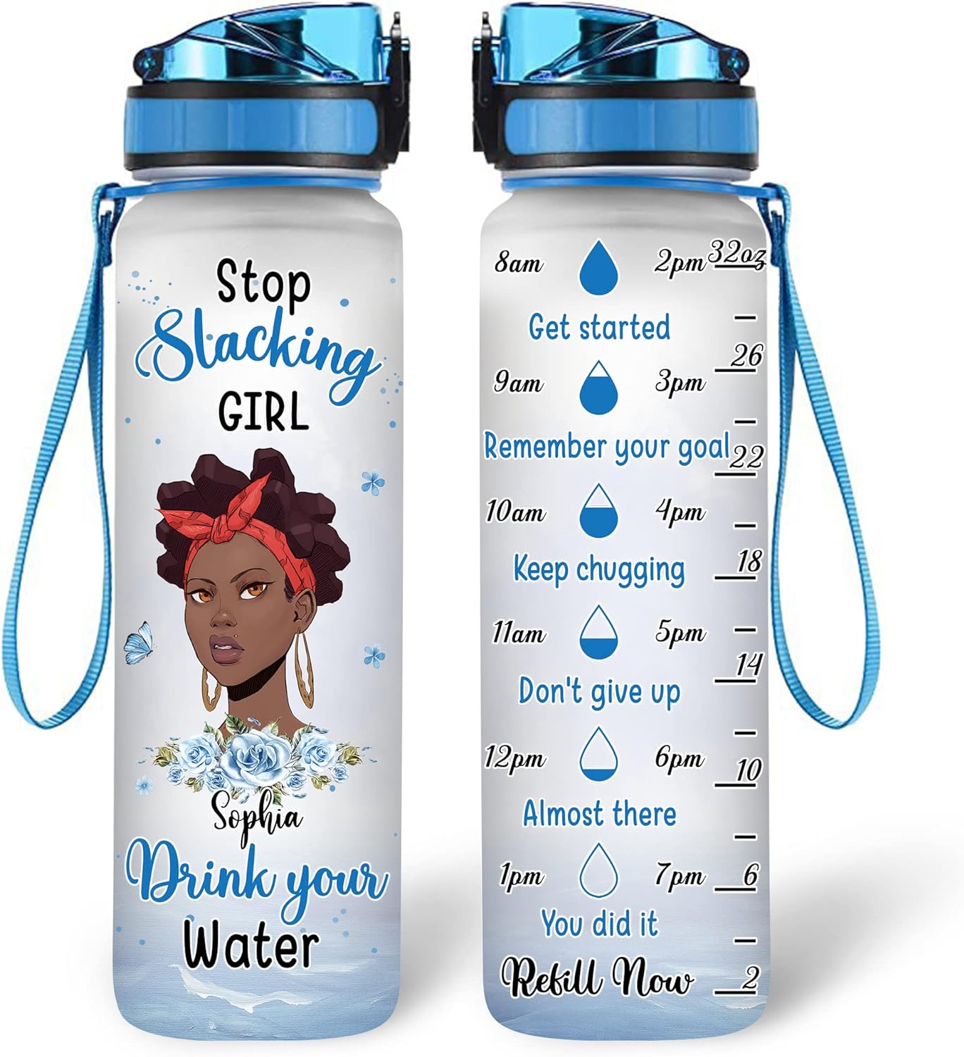 Stop Stacking Girl - Water Personalized Tracker Bottle 32oz