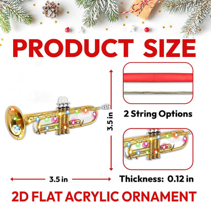 Trumpet Cut Acrylic Ornament – Personalized Musician Christmas Gift for Jazz Player, Band Member, or Music Lover