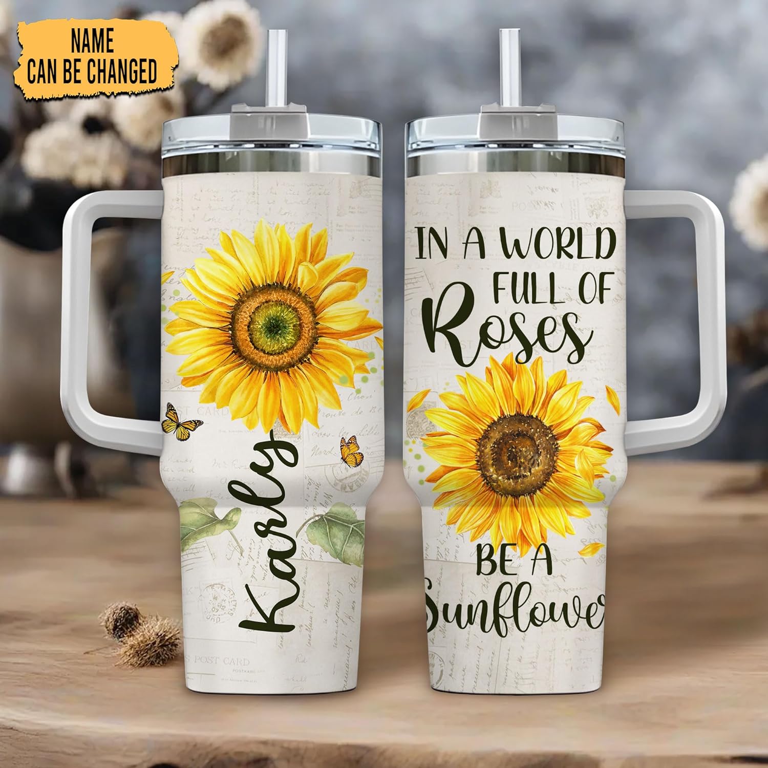 In A Word Full Of Roses - Personalized Tumbler 40oz with Straw