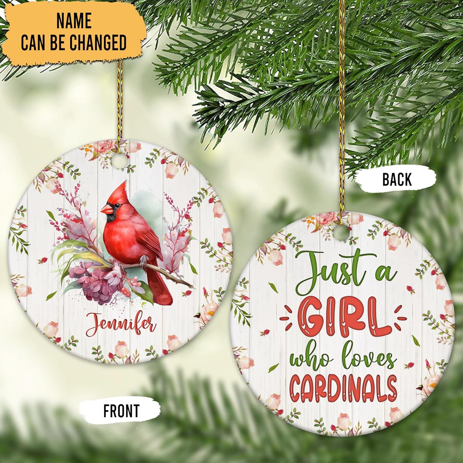 Cardinal Ceramic Ornament  Personalized Holiday Keepsake with Custom Name  Unique Gift for Bird Lovers