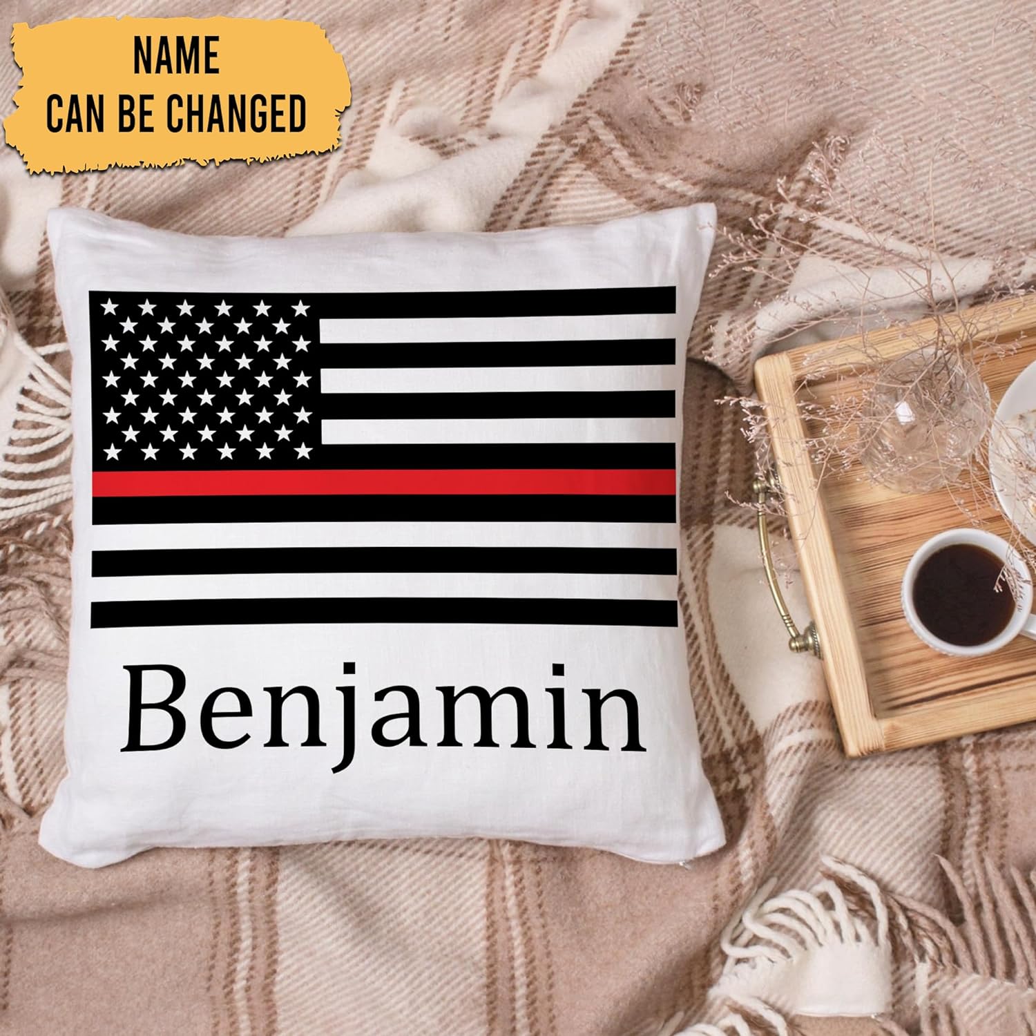 American Firefighter Pattern - Personalized Pillow (Insert Included)