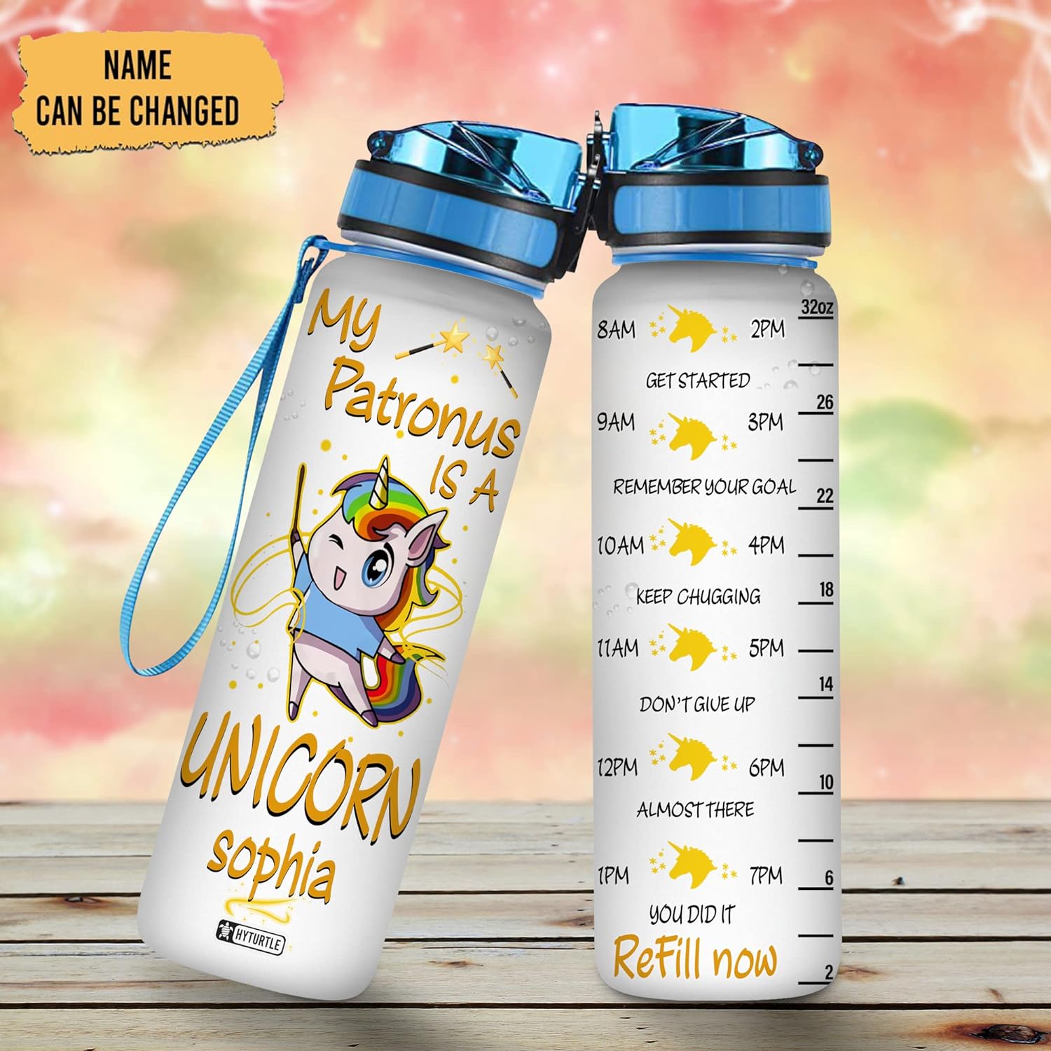 My Patronus Is A Unicorn - Personalized Water Tracker Bottle 32oz