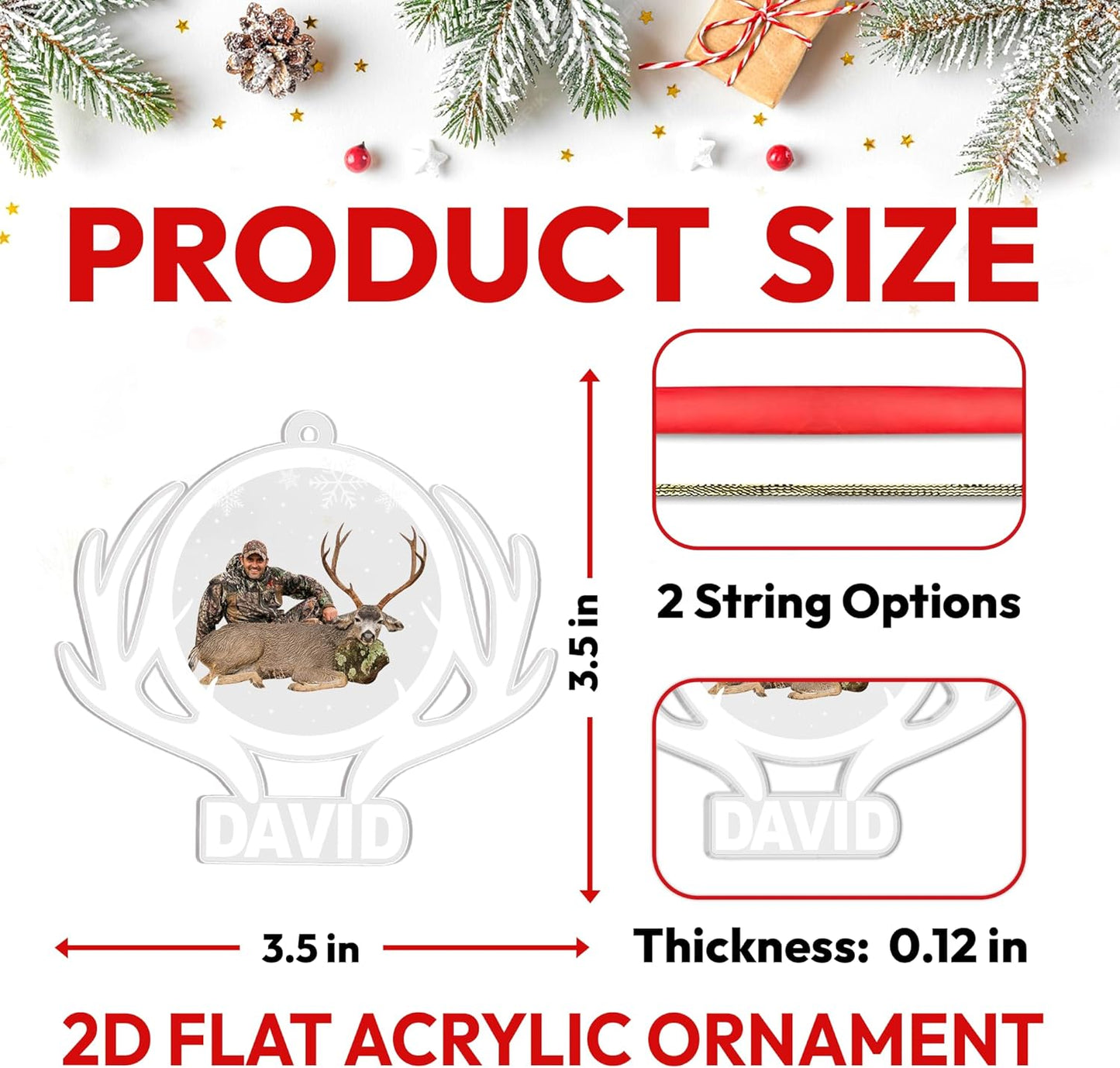 Deer Hunter Memorial Cut Acrylic Ornament – Personalized Christmas Gift for Outdoorsman, Father, or Hunter – Remembrance Tree Keepsake