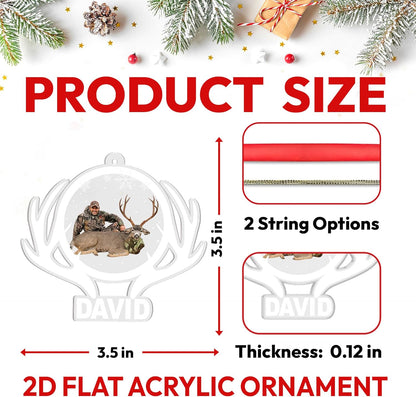 Deer Hunter Memorial Cut Acrylic Ornament – Personalized Christmas Gift for Outdoorsman, Father, or Hunter – Remembrance Tree Keepsake