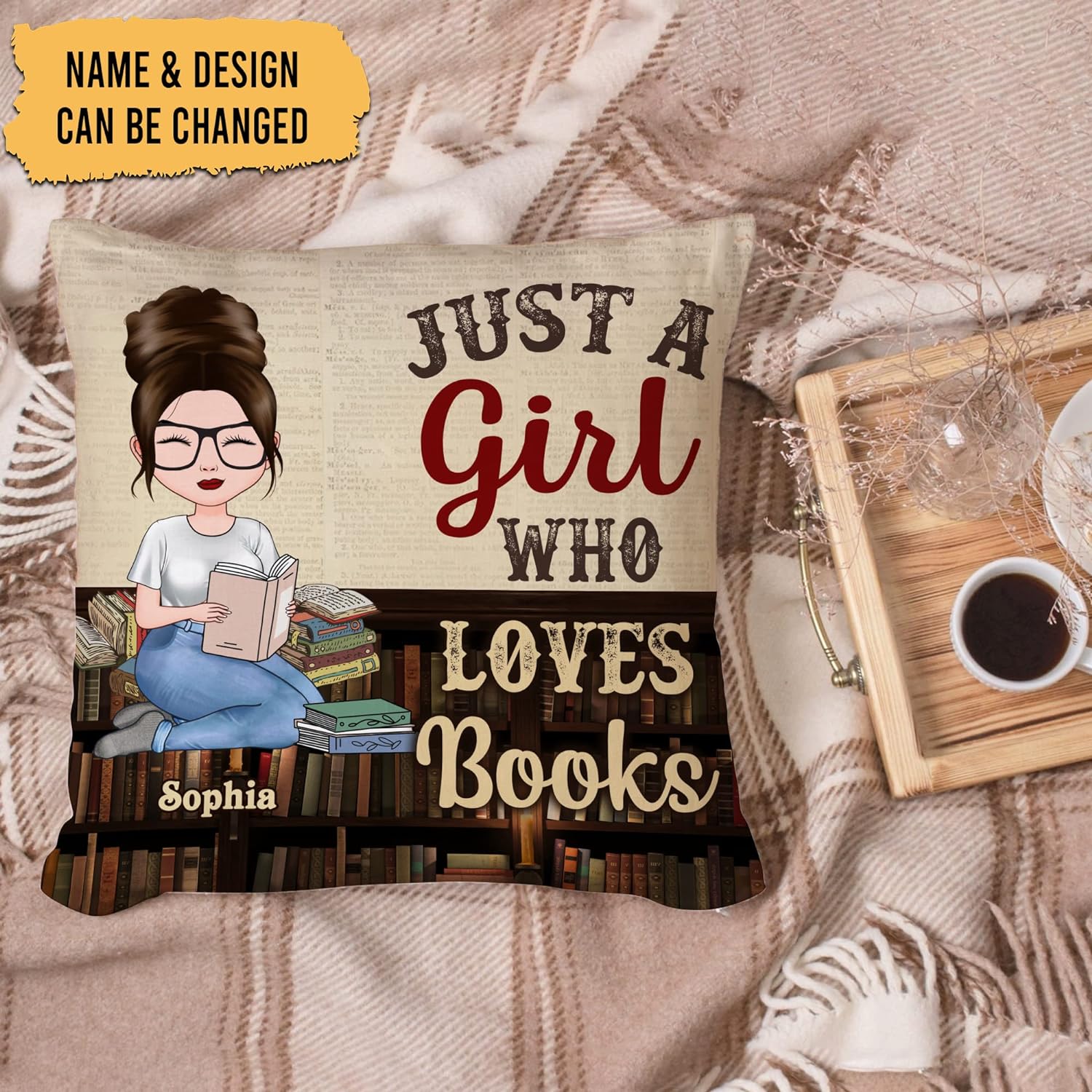 Just A Girl Who Loves Books - Personalized Pillow (Insert Included)