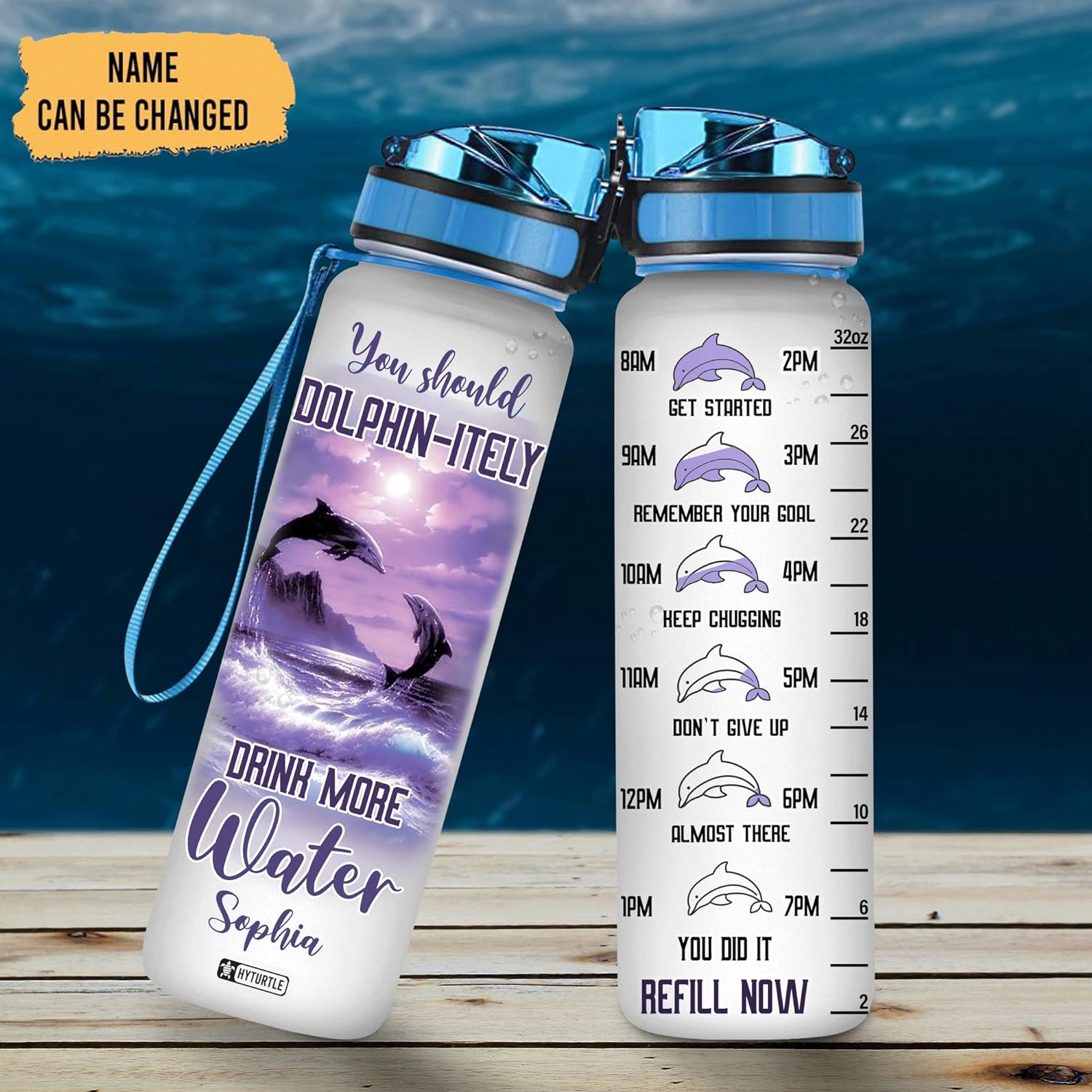 You Should Dolphin-Itely - Personalized Water Tracker Bottle 32oz