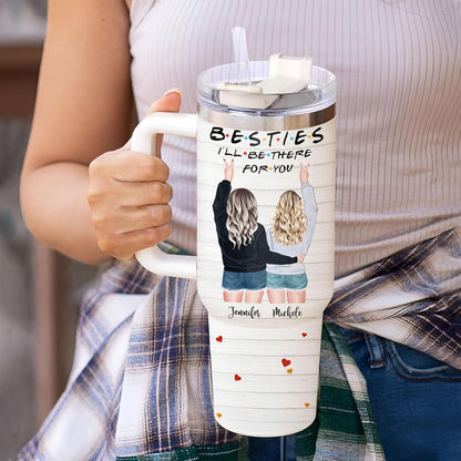 Bestie Friendship Tumbler 40oz with Handle & Straw – Personalized Stainless Steel Insulated Travel Cup with Lid – Heartwarming Gift for Best Friends