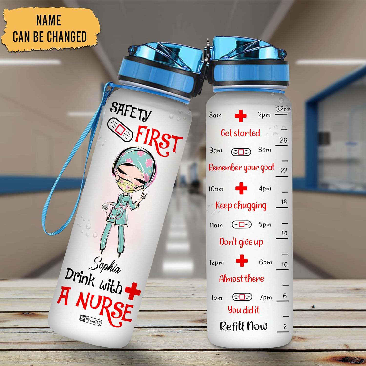 Drink With A Nurse - Personalized Water Tracker Bottle 32oz