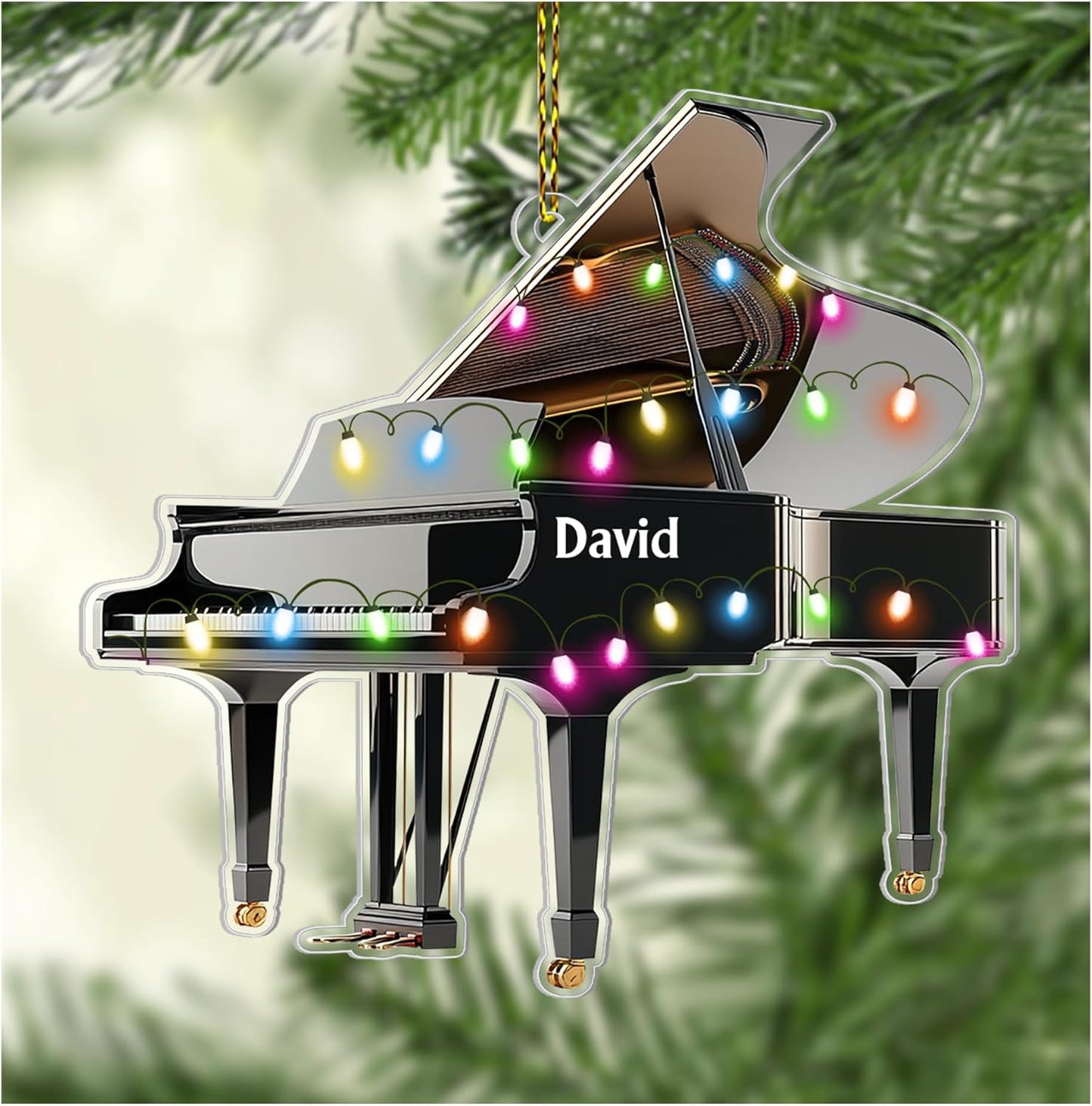 Grand Piano Cut Acrylic Ornament – Personalized Music Christmas Gift for Pianist, Teacher, or Music Lover