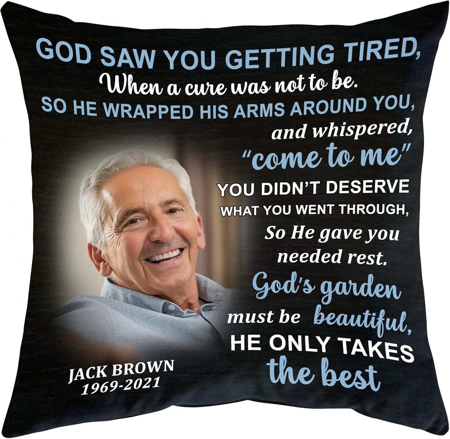 Personalized Sympathy Pillow with Insert – Custom Photo Remembrance Cushion – Bereavement Gift for Loss of Loved One