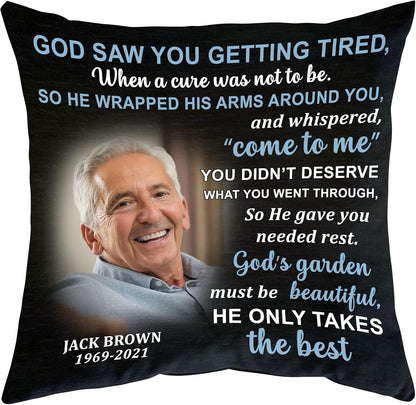 Personalized Sympathy Pillow with Insert – Custom Photo Remembrance Cushion – Bereavement Gift for Loss of Loved One