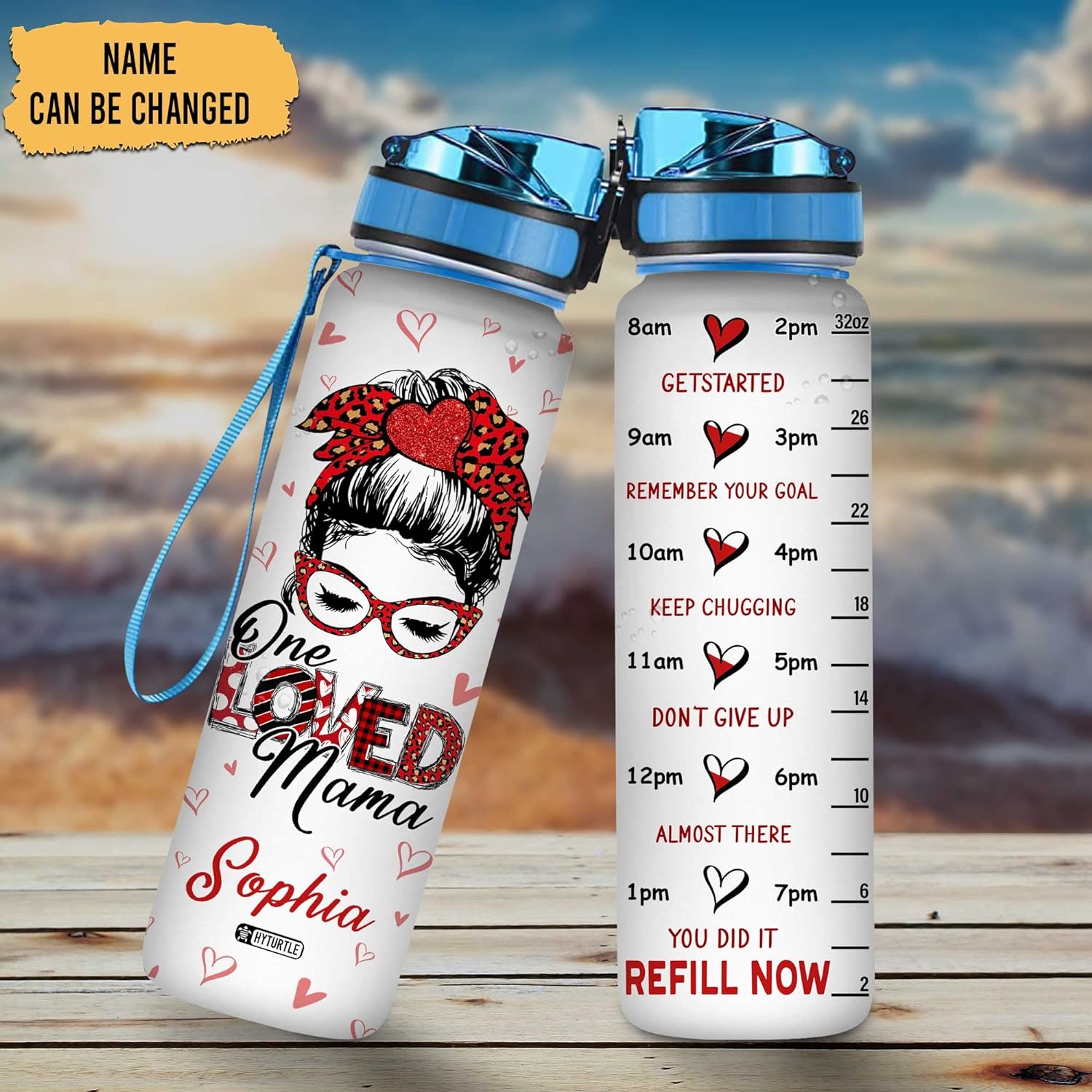 One Loved Mama - Personalized Water Tracker Bottle 32oz