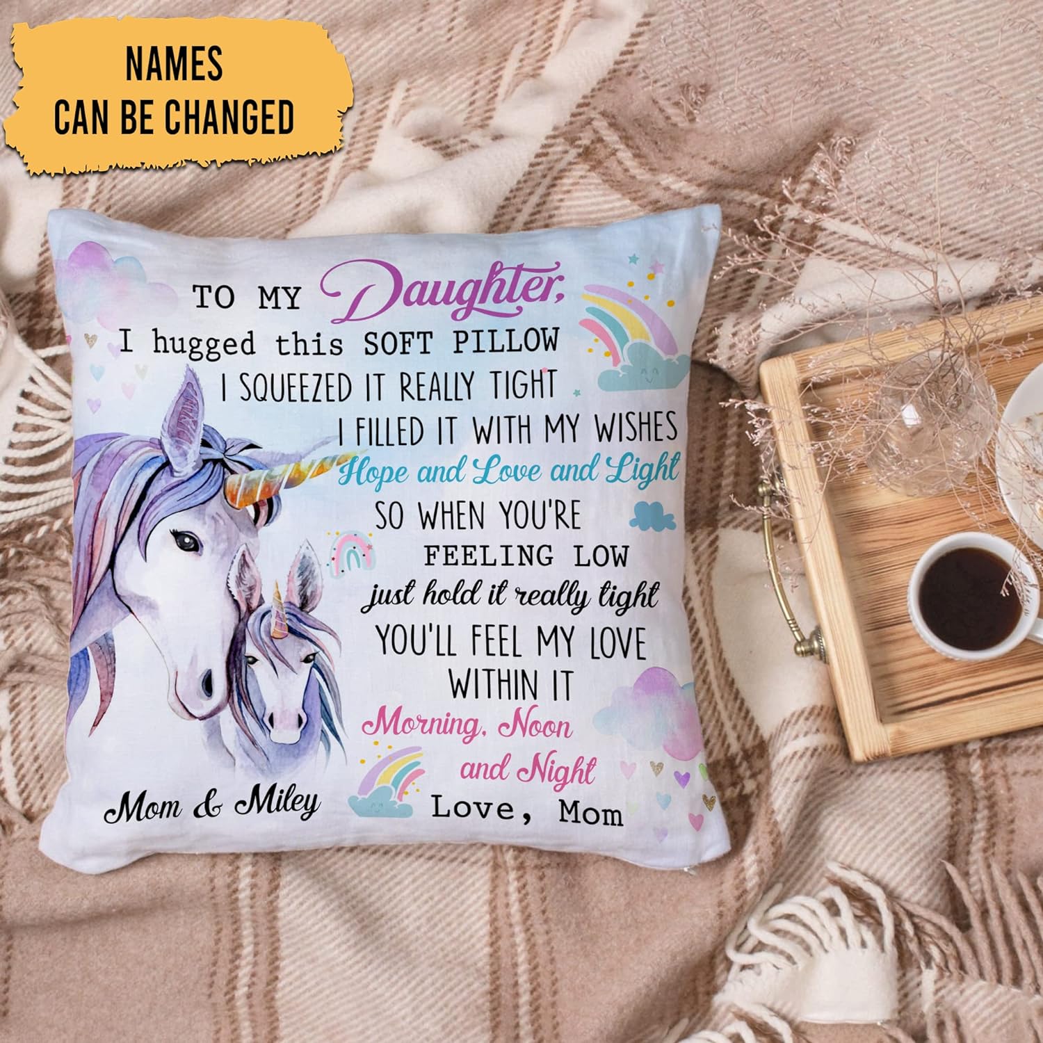 To My Daughter Unicorn - Personalized Pillow(Insert Included)