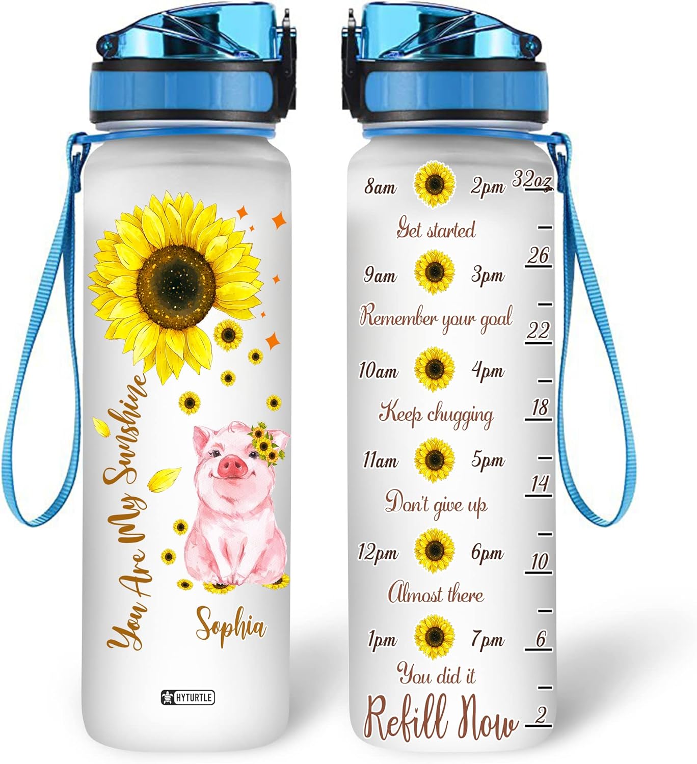 You Are My Sunshine - Personalized Water Tracker Bottle 32oz