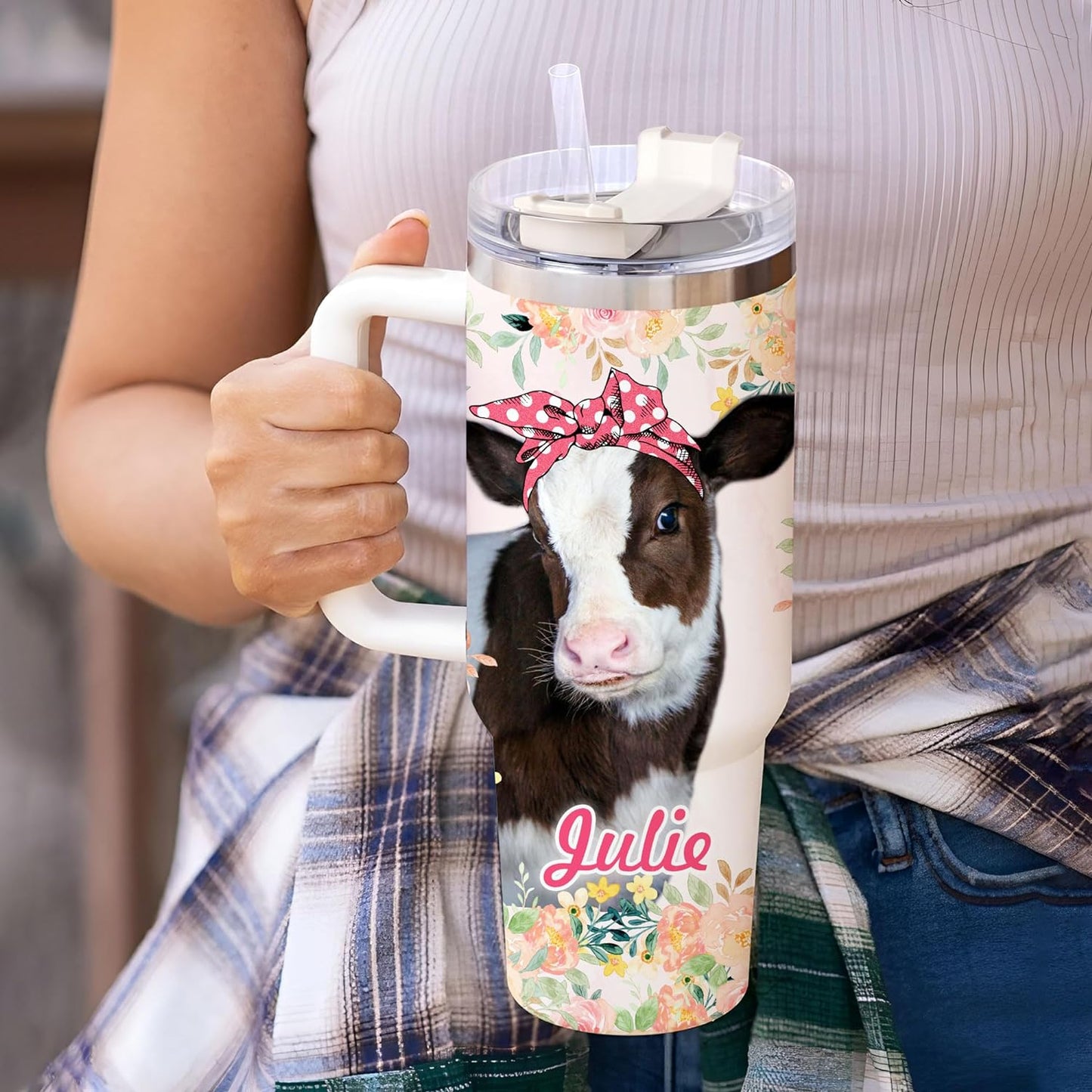 Bestie Friendship Tumbler 40oz with Handle & Straw – Personalized Stainless Steel Travel Cup with Lid – Thoughtful Gift for Best Friends