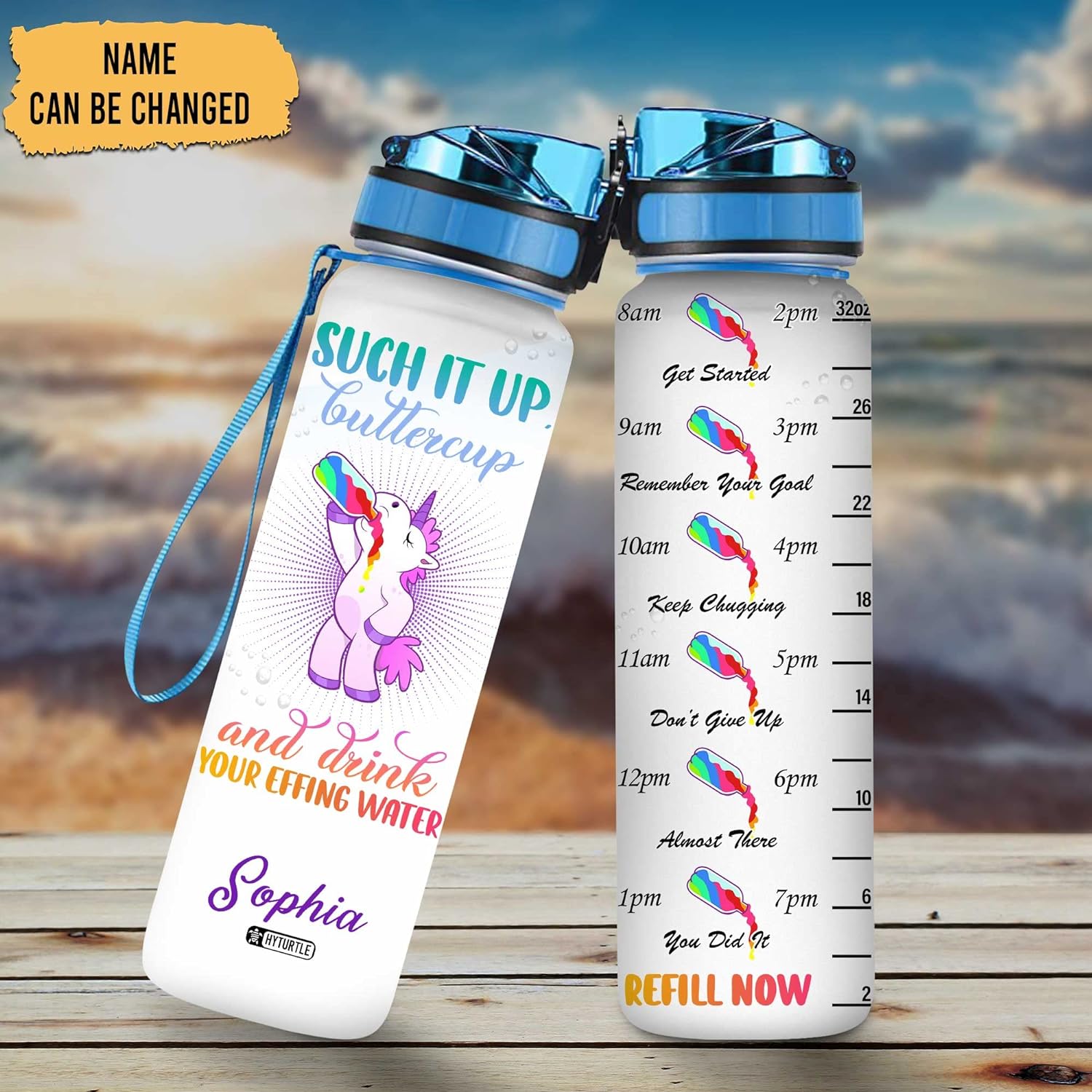 Such It Up Buttercup And Drink Your Effing - Personalized Water Tracker Bottle 32oz