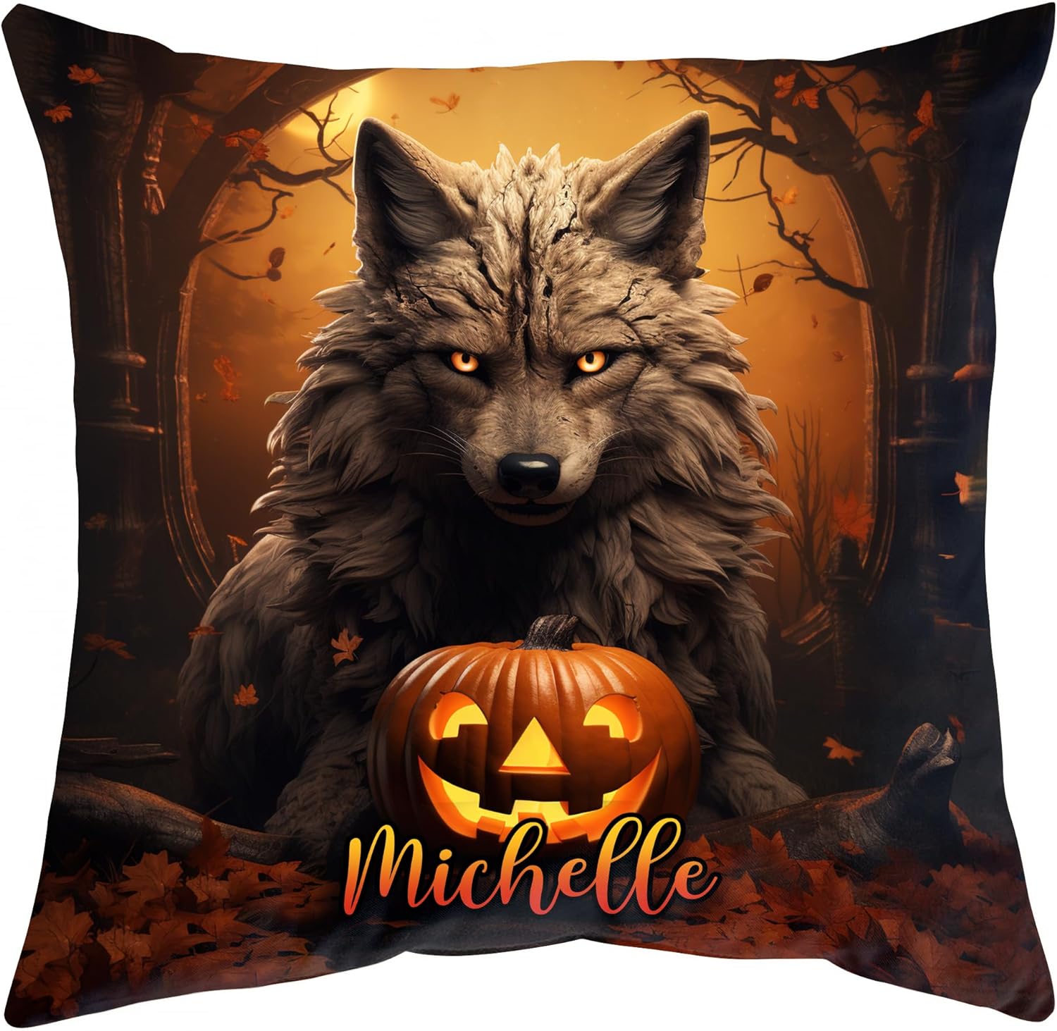 Wolf Halloween Pattern - Personalized Pillow (Insert Included)