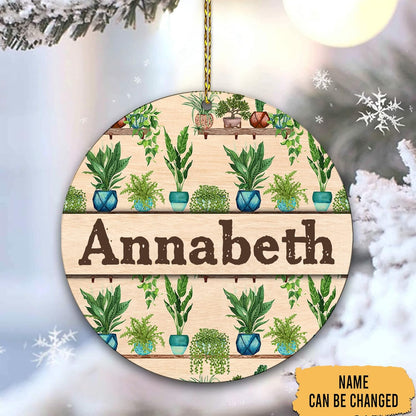 Plant Lover Shelves Ceramic Ornament – Personalized Gardening Christmas Tree Decoration Gift for Green Thumb or Nature Enthusiast – Custom Name Keepsake
