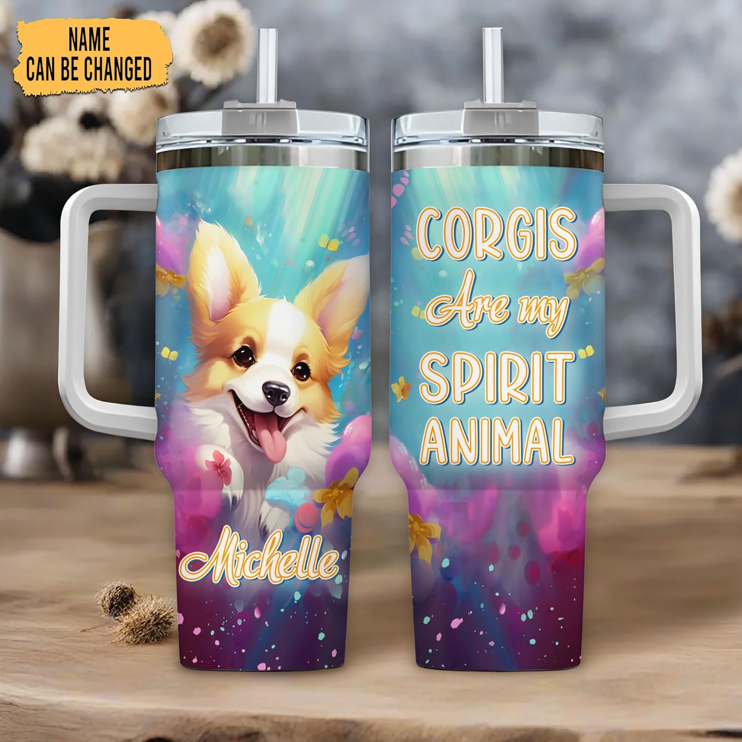 Corgi Are My Spirit Animal - Personalized Tumbler 40oz with Straw