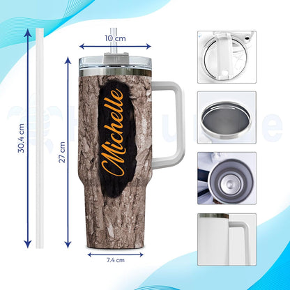 Realistic Owl Tree Hollow Tumbler 40oz with Handle & Straw – Personalized Stainless Steel Travel Cup with Lid – Unique Gift for Owl Lovers