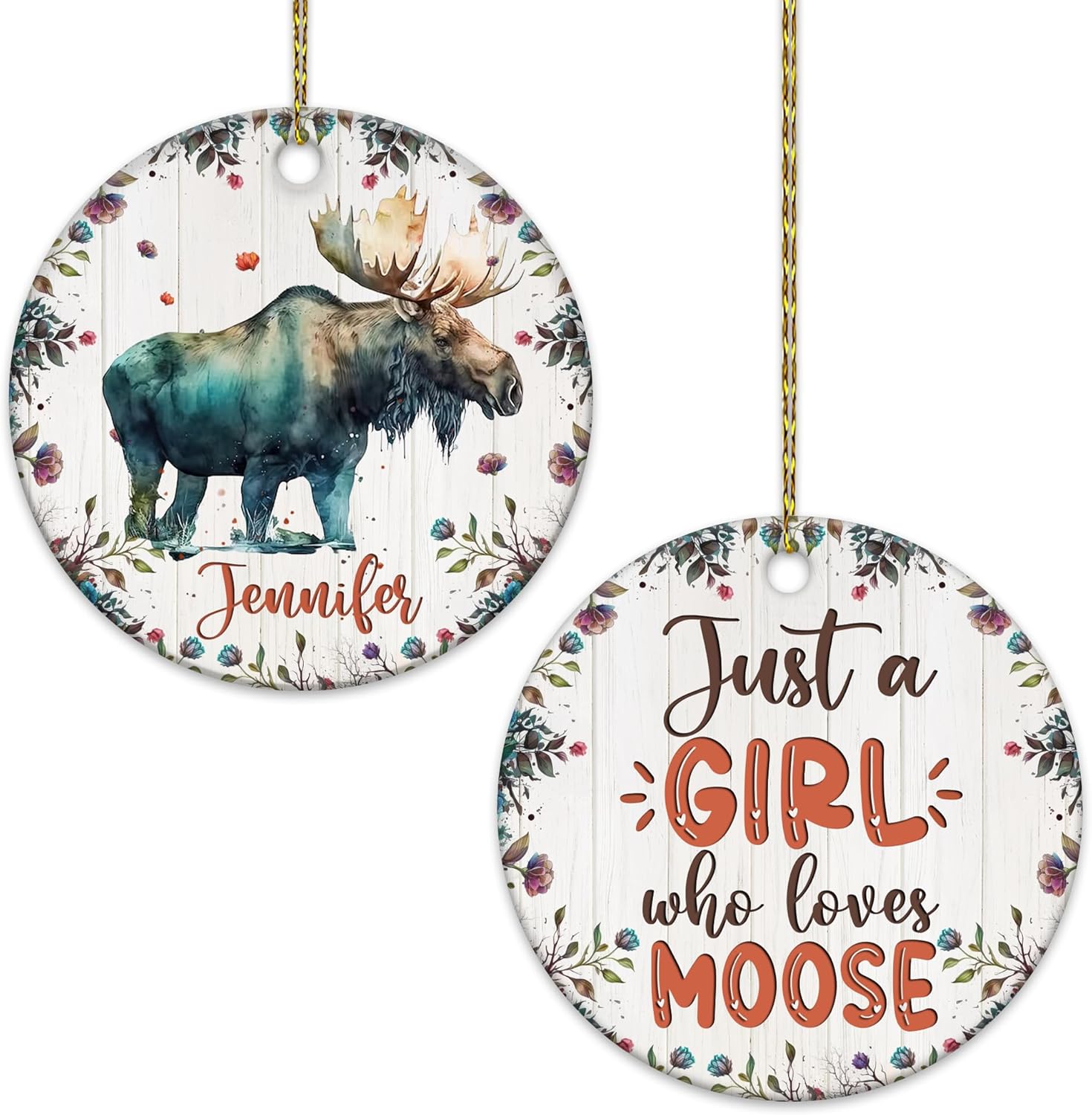Moose Ceramic Ornament  Personalized Animal Holiday Decoration  Christmas Gift Keepsake for Nature Lovers