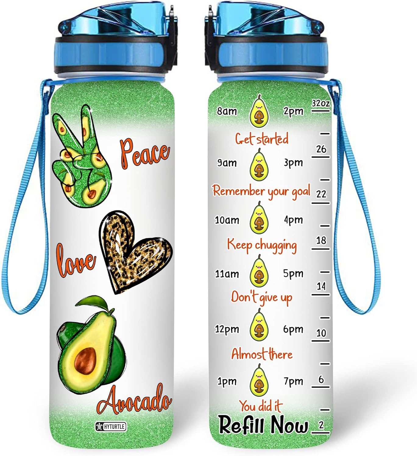 Avocado Bottle - Water Tracker Bottle 32oz