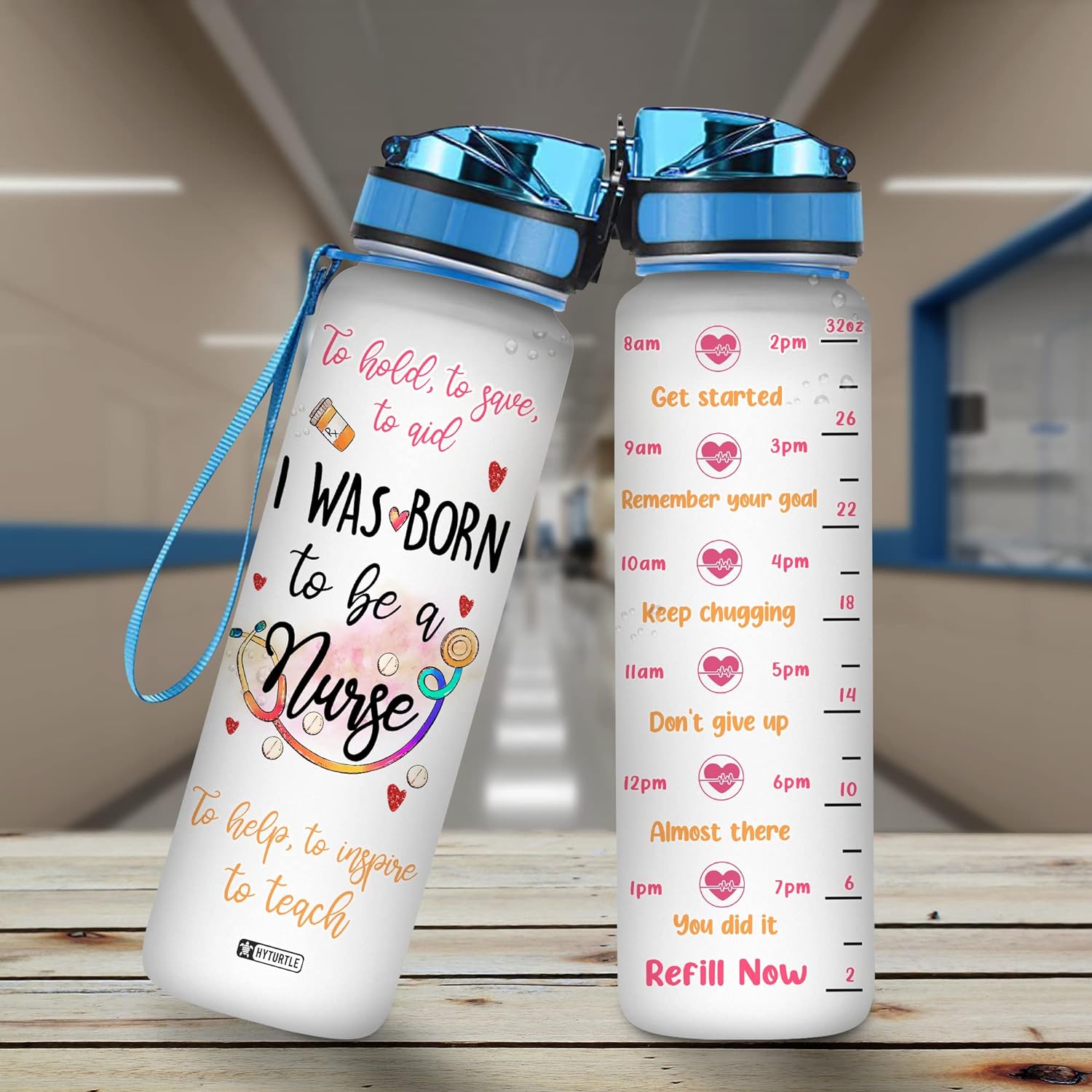 I Was Born To Be A Nurse - Water Tracker Bottle 32oz