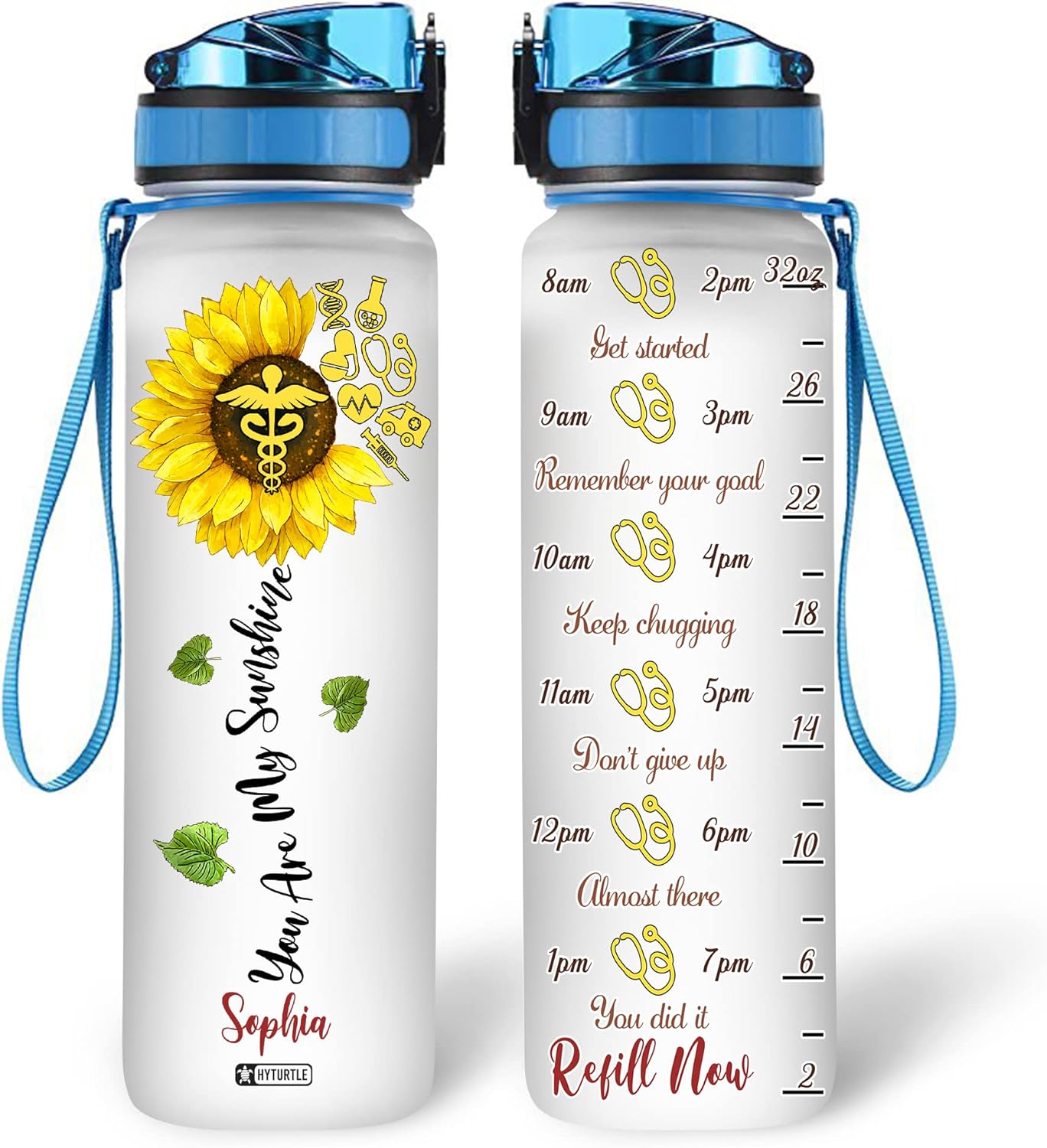 You Are My Sunshine - Personalized Water Tracker Bottle 32oz