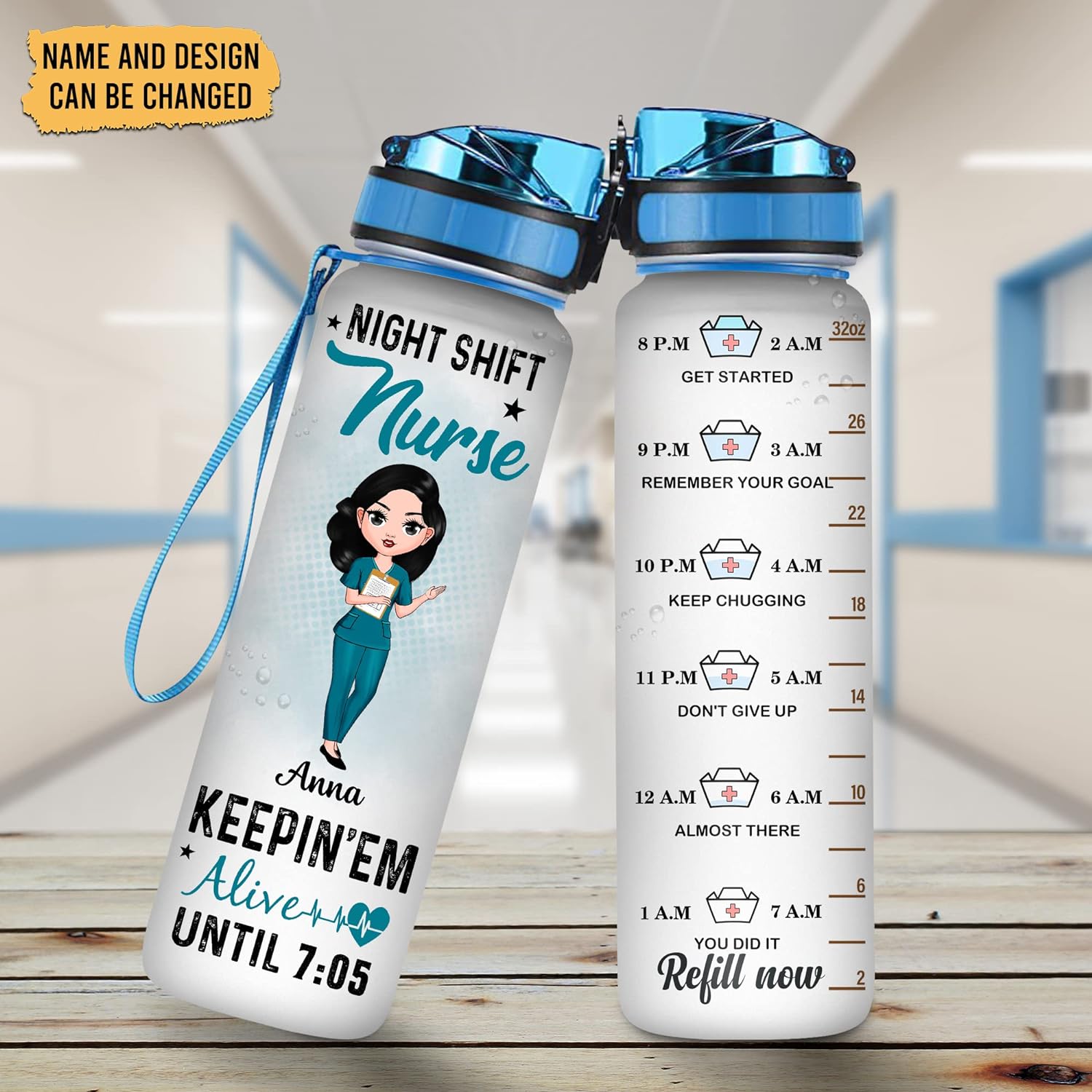 Keep 'em Alive 'til 7:05 - Personalized Water Tracker Bottle 32oz