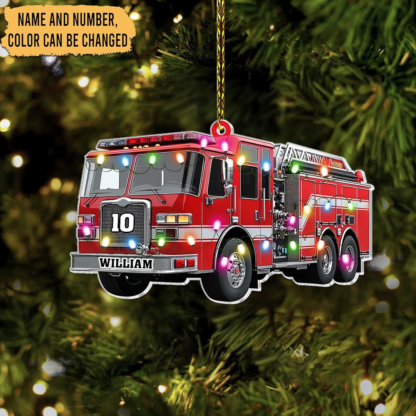 Fire Truck Cut Acrylic Ornament – Personalized Christmas Gift for Firefighter, EMT, or First Responder Hero