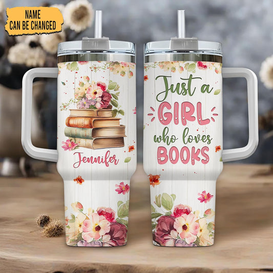 Vintage Books 40oz Tumbler with Handle & Straw – Personalized Stainless Steel Insulated Travel Cup with Lid – Creative Gift for Book Lovers